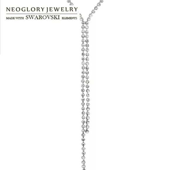 14k Swarovski Crystal Long Stunning Necklace - Picture 2 of 6